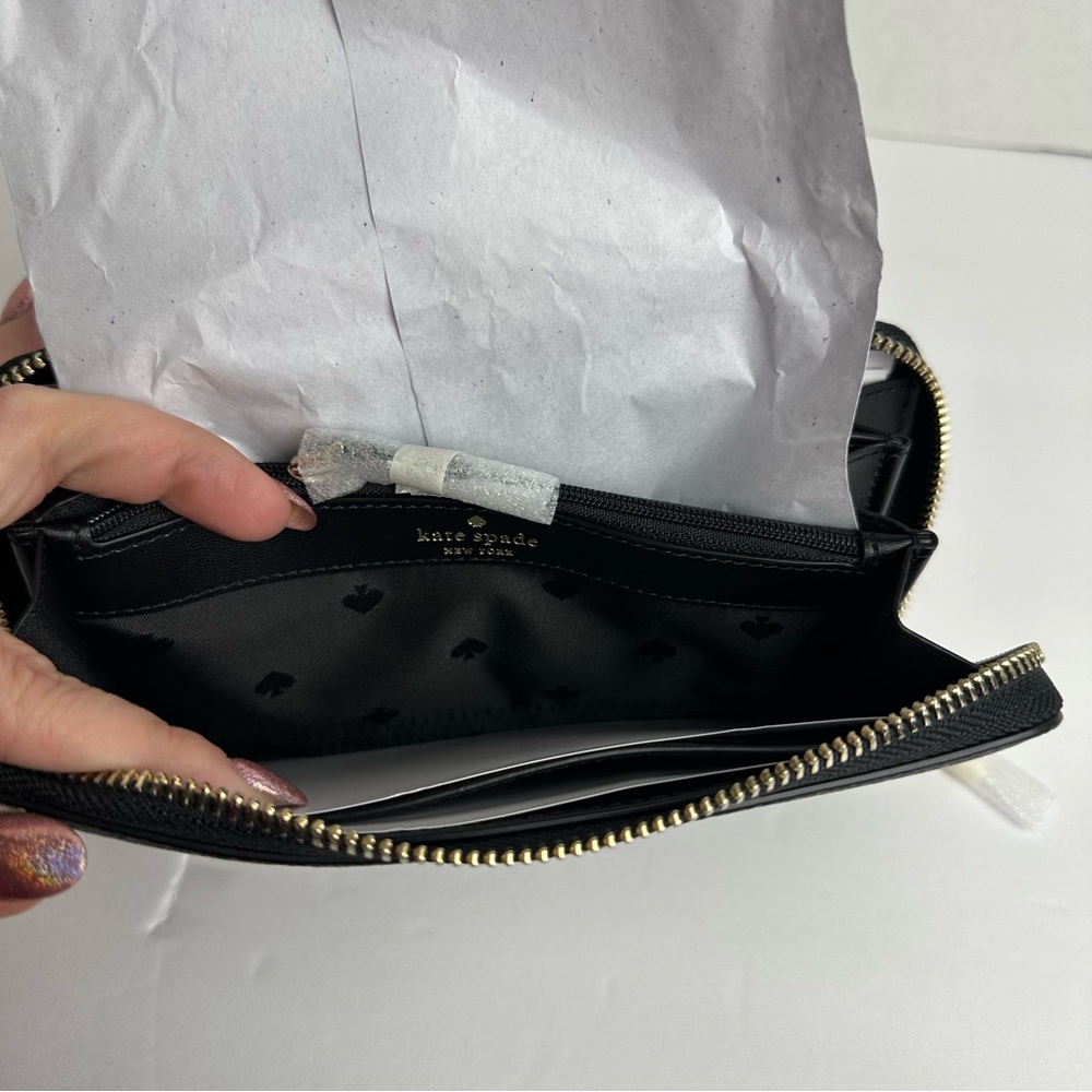 Kate Spade NWT Leila Pebble Leather Large Continental Wallet Black - Picture 8 of 16